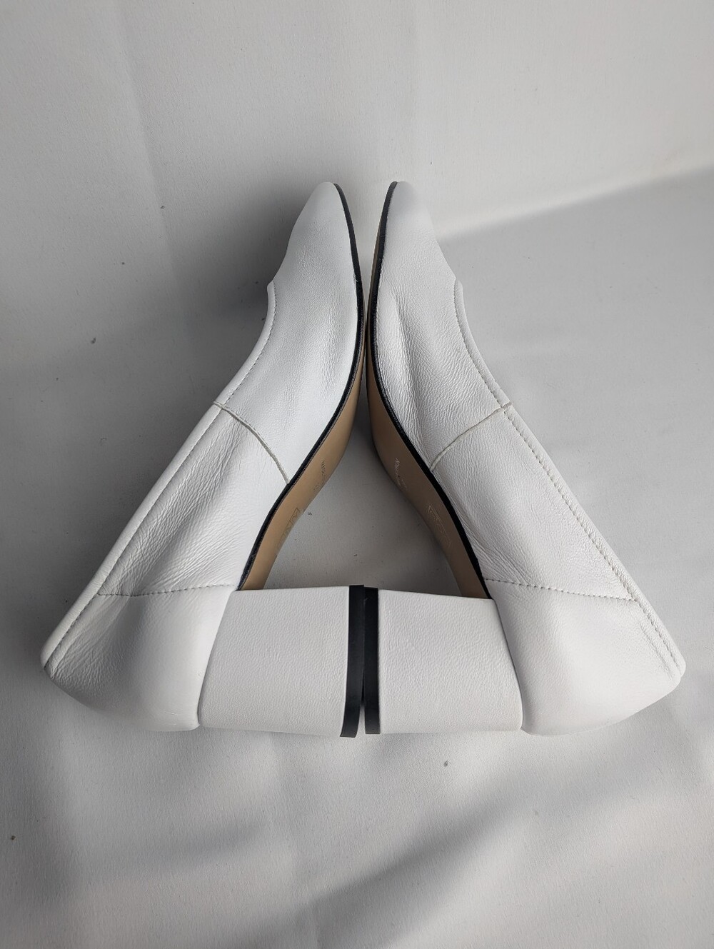 L'INTERVALLE women White Leather Heel Shoes Size 37 = 6.5, 7 US Round Tip - Picture 8 of 8